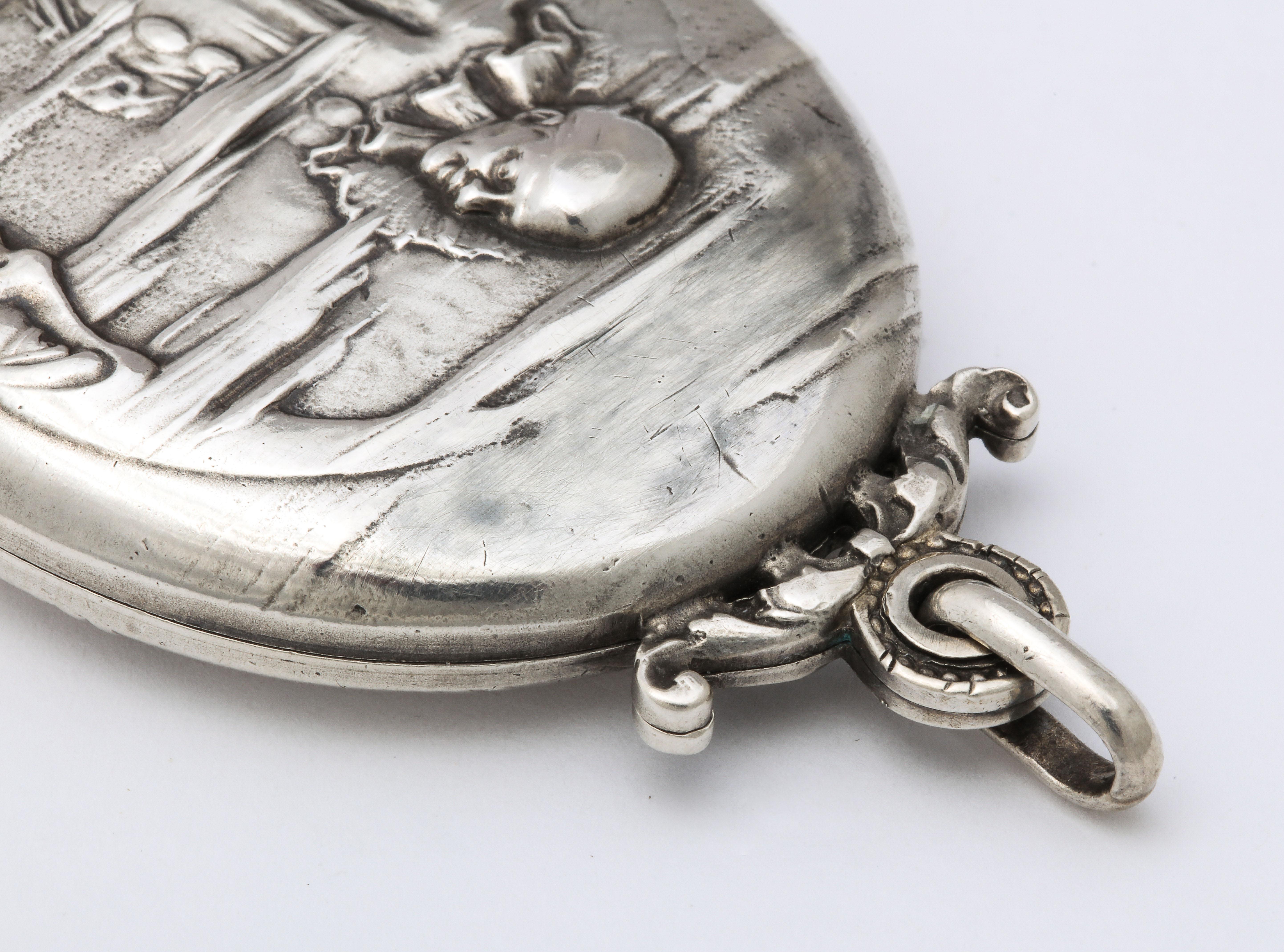 DAntique Art Nouveau Rare French Silver Locket 2