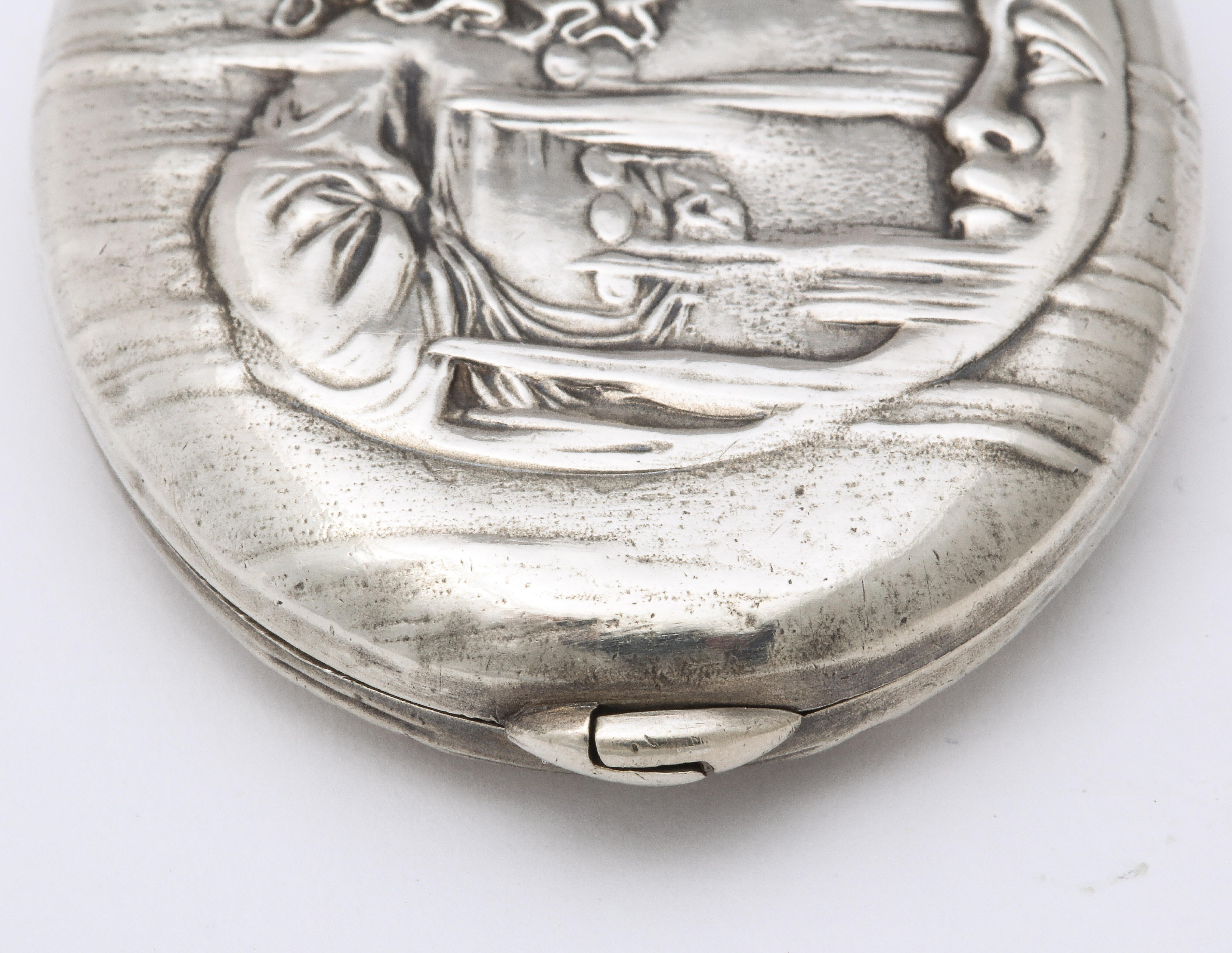 DAntique Art Nouveau Rare French Silver Locket 4