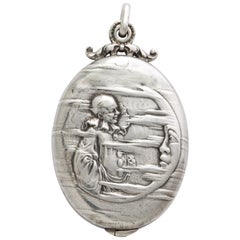 DAntique Art Nouveau Seltene Französisch Silber Medaillon