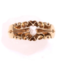 Antique Art Nouveau Ring 18 Karat Yellow Gold with a Sliced Diamonds