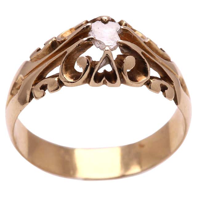 Old German Rings Antique 18ct Yellow Gold, Art Nouveau Diamond Ring For Sale at 1stDibs