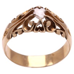 Antique Art Nouveau Ring 18 Karat Yellow Gold with a Sliced Diamonds