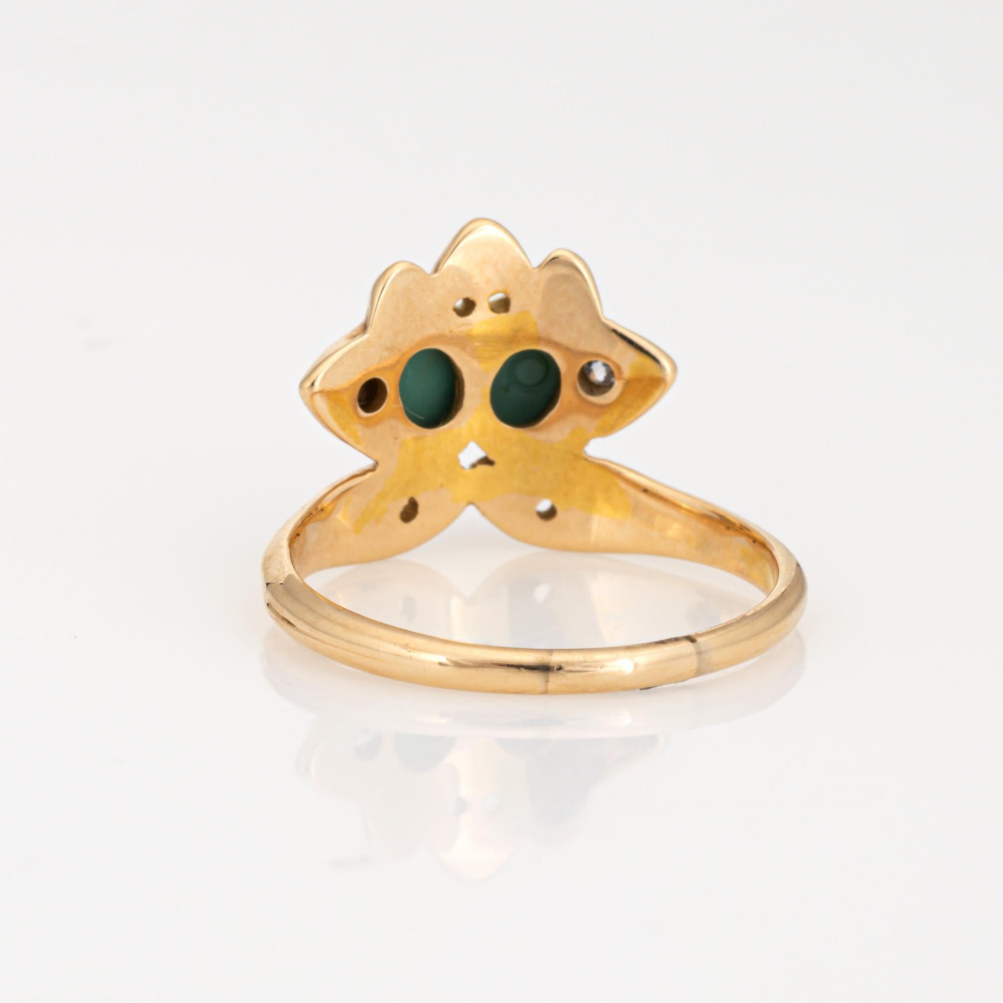 Antique Art Nouveau Ring Larter & Sons Turquoise Diamond 14k Yellow Gold Sz 7.5 In Good Condition In Torrance, CA