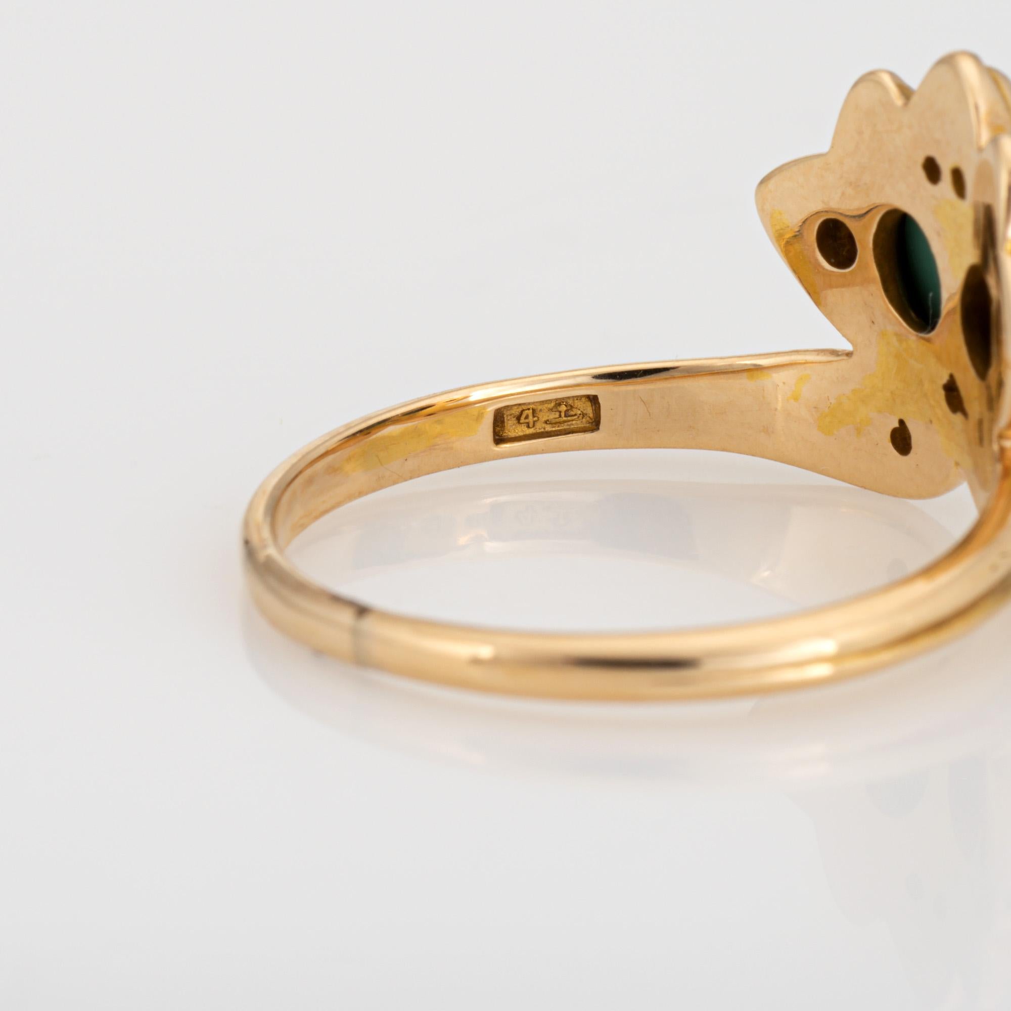 Antique Art Nouveau Ring Larter & Sons Turquoise Diamond 14k Yellow Gold Sz 7.5 1