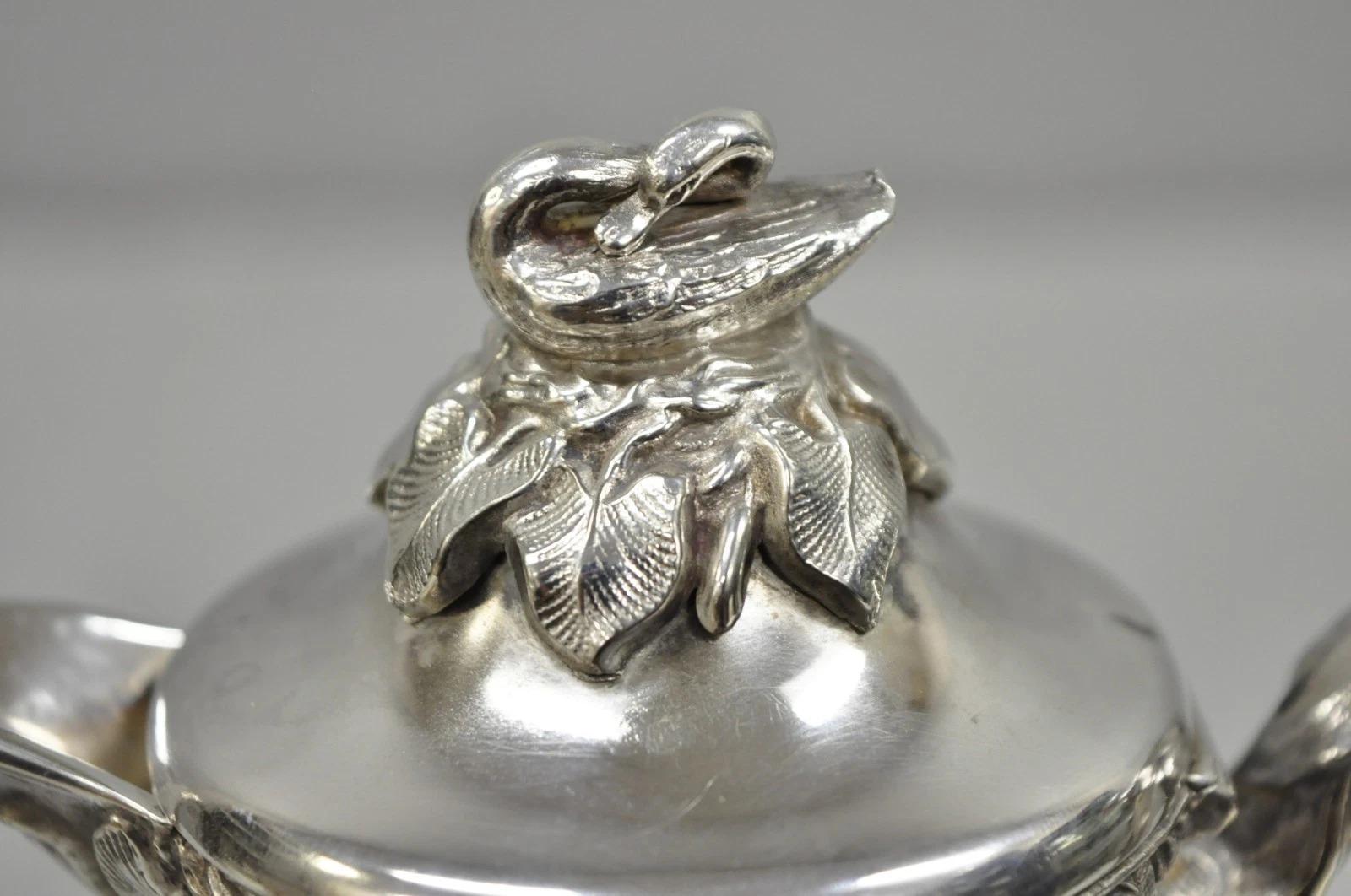 Unknown Antique Art Nouveau Rogers Smith Silver Plated Swan Coffee Creamer Small Tea Pot For Sale