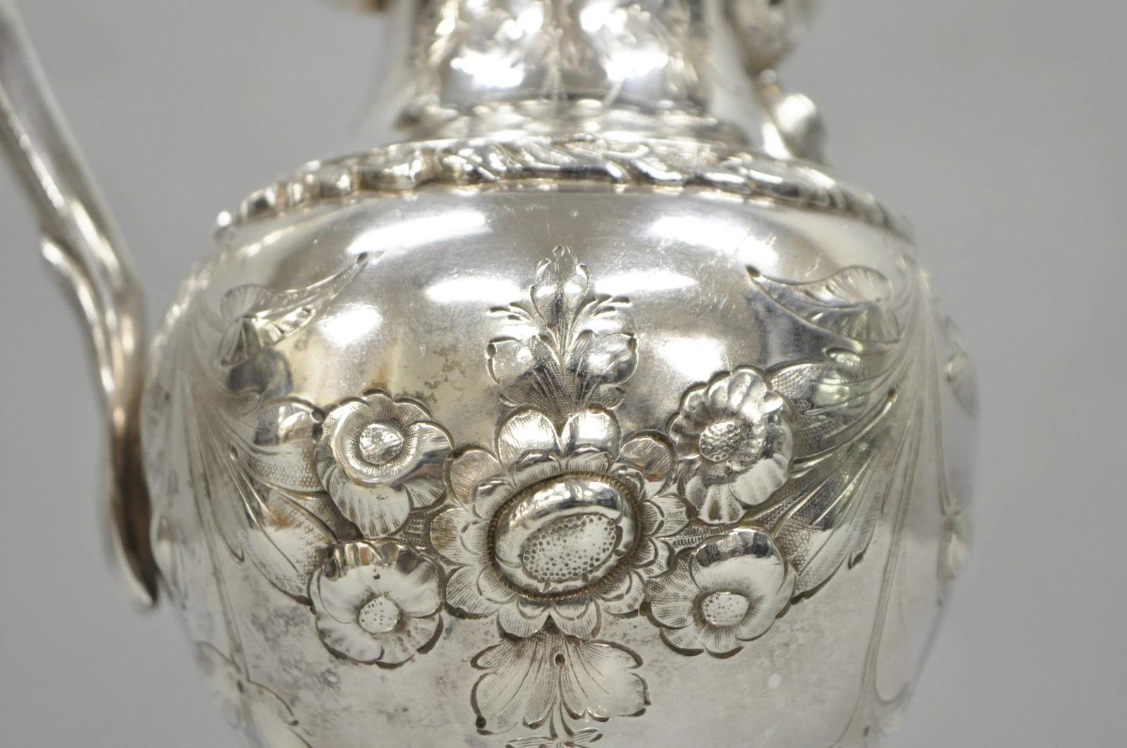 Antique Art Nouveau Rogers Smith Silver Plated Swan Coffee Creamer Small Tea Pot In Good Condition For Sale In Philadelphia, PA