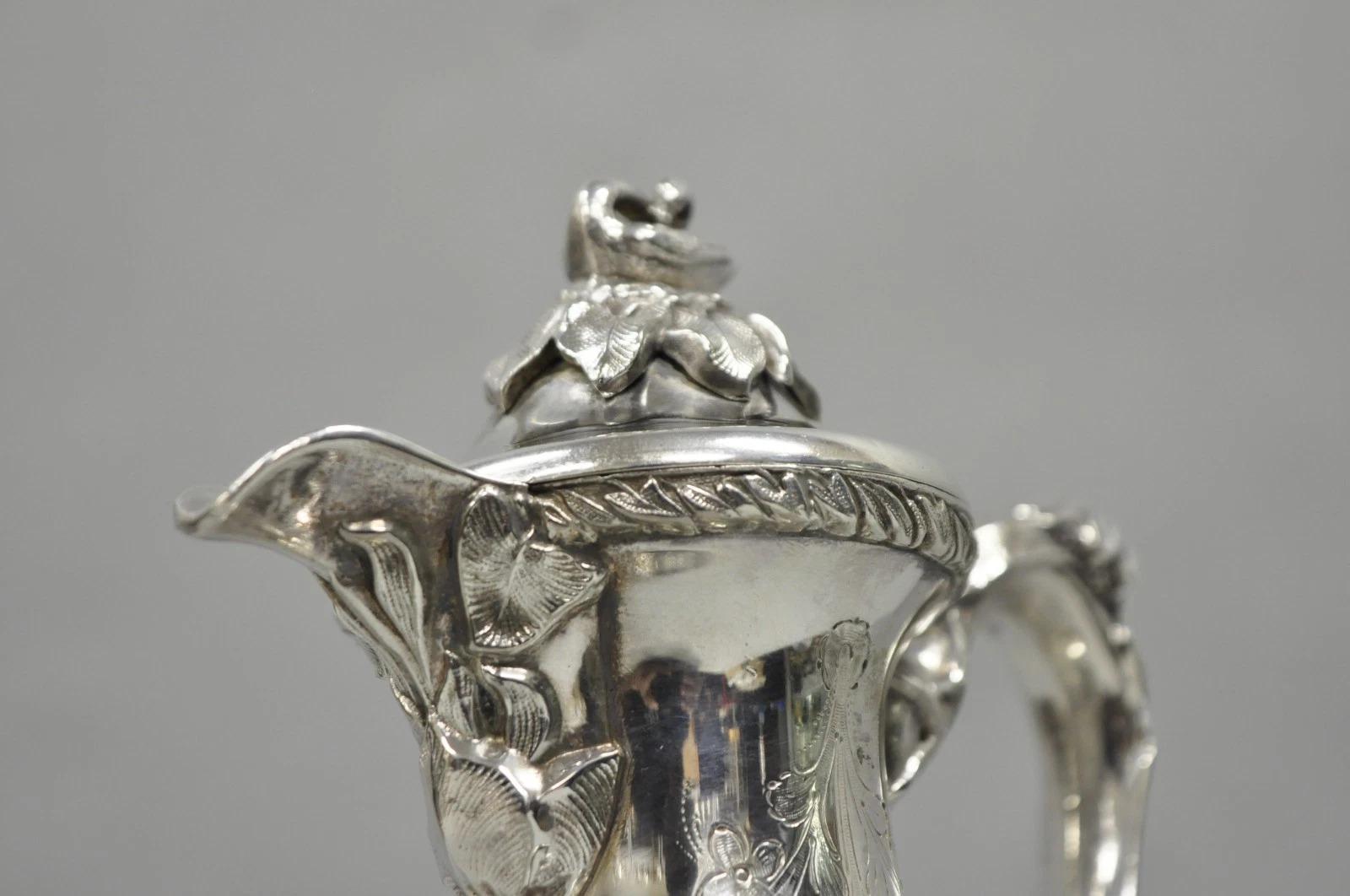 20th Century Antique Art Nouveau Rogers Smith Silver Plated Swan Coffee Creamer Small Tea Pot For Sale