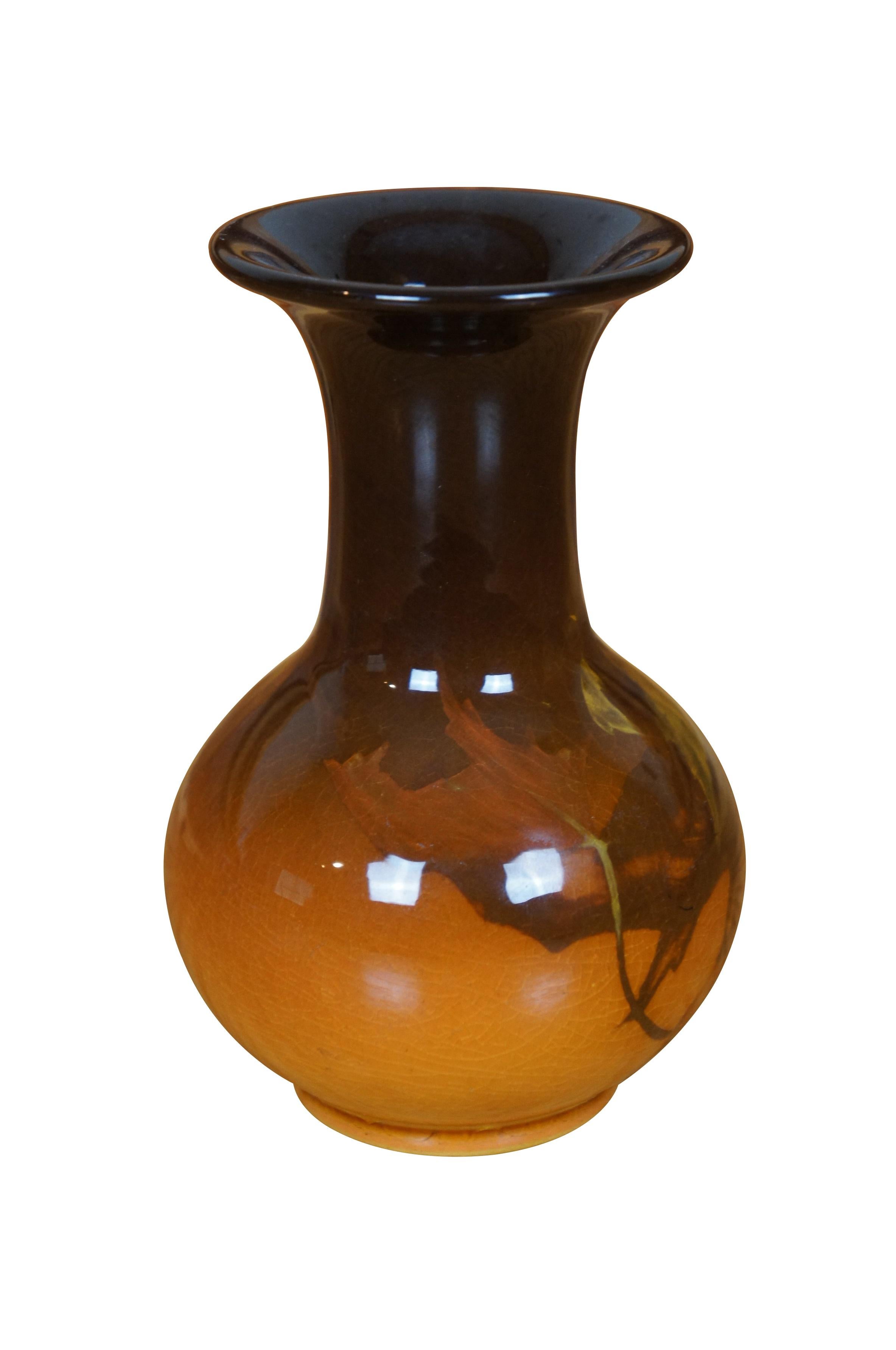 American Antique Art Nouveau Rookwood 1901 Irene Bishop Oak Leaf Vase Urn 5.5