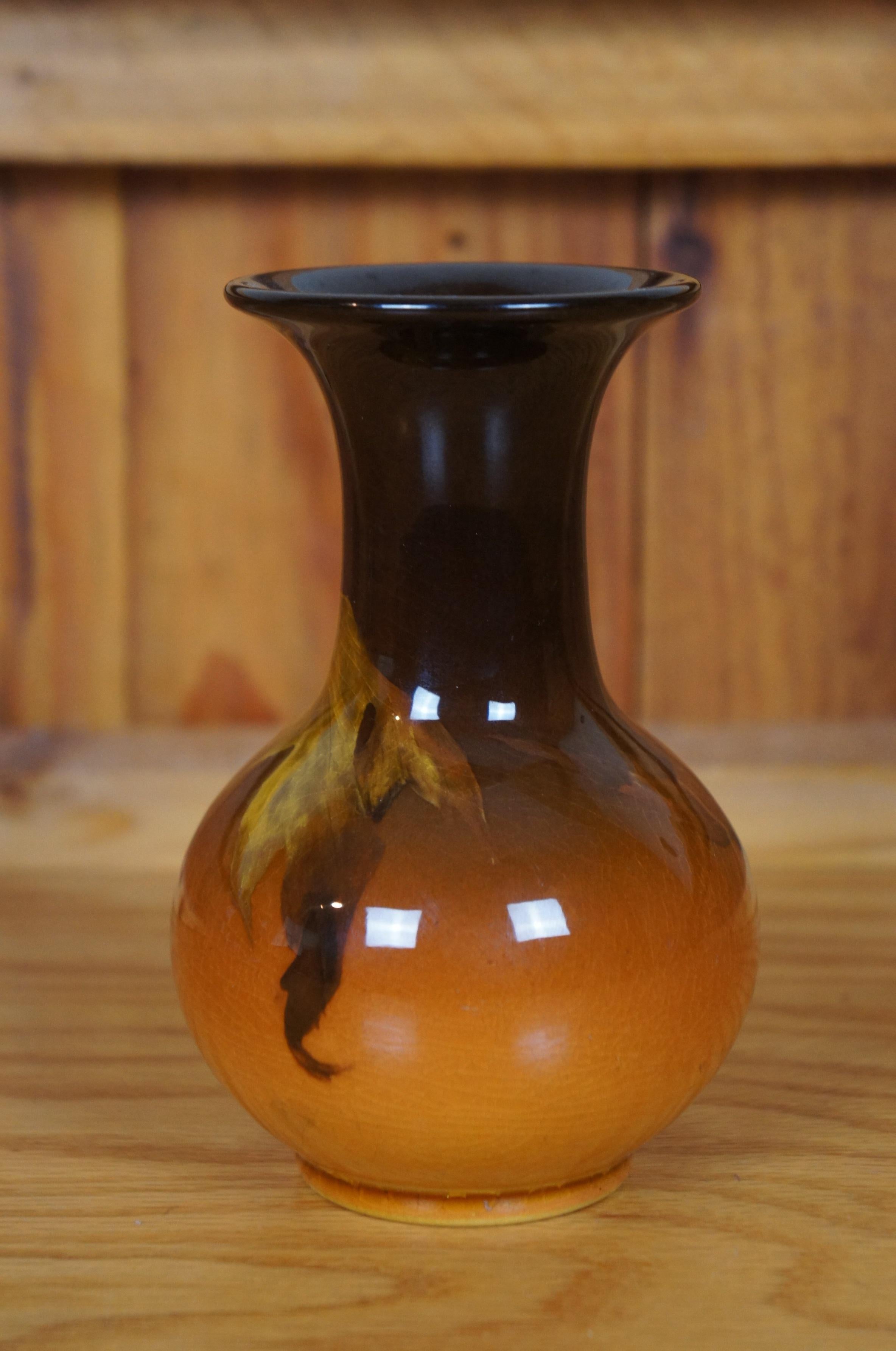 Antique Art Nouveau Rookwood 1901 Irene Bishop Oak Leaf Vase Urn 5.5