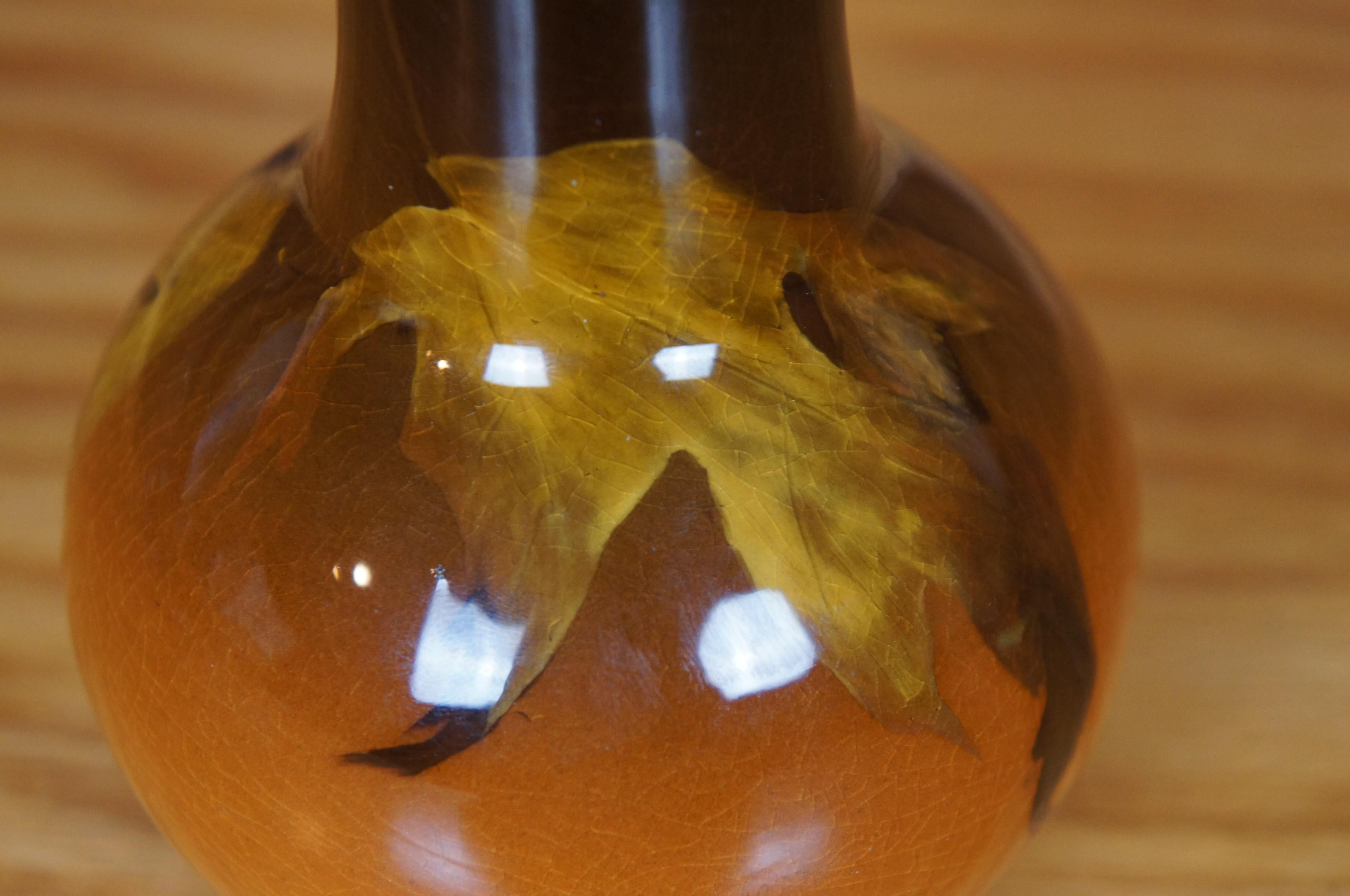 Antique Art Nouveau Rookwood 1901 Irene Bishop Oak Leaf Vase Urn 5.5