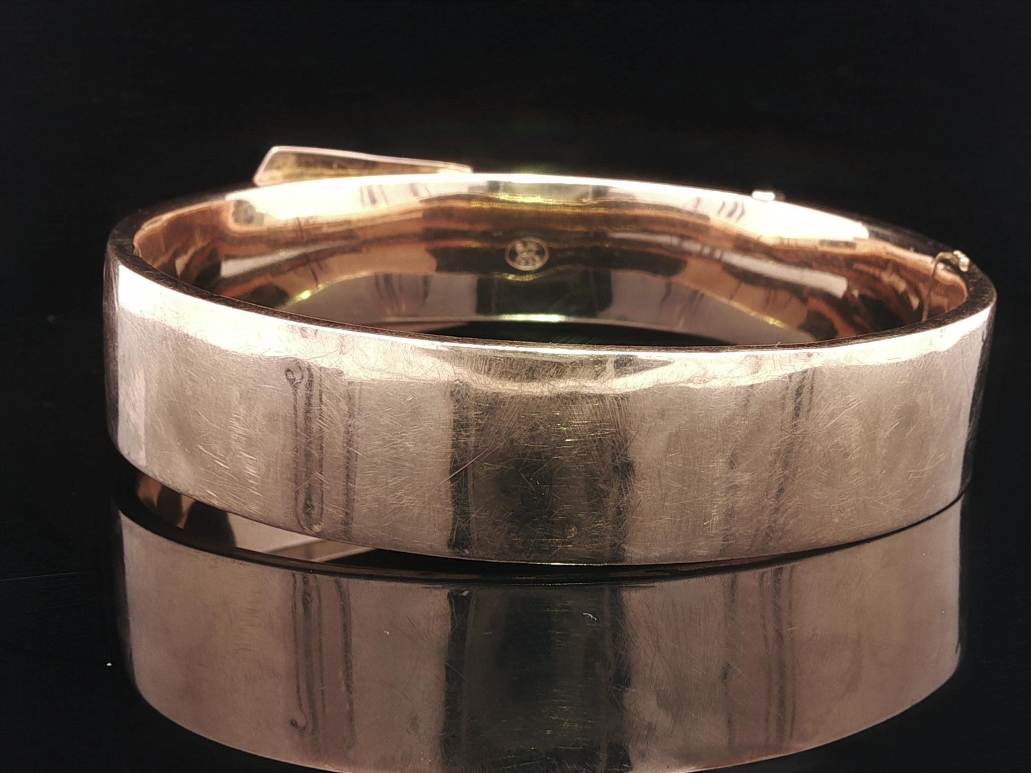 Antique Art Nouveau Rosy Gold Hand Etched Belt Buckle Open Bangle Bracelet en vente 8