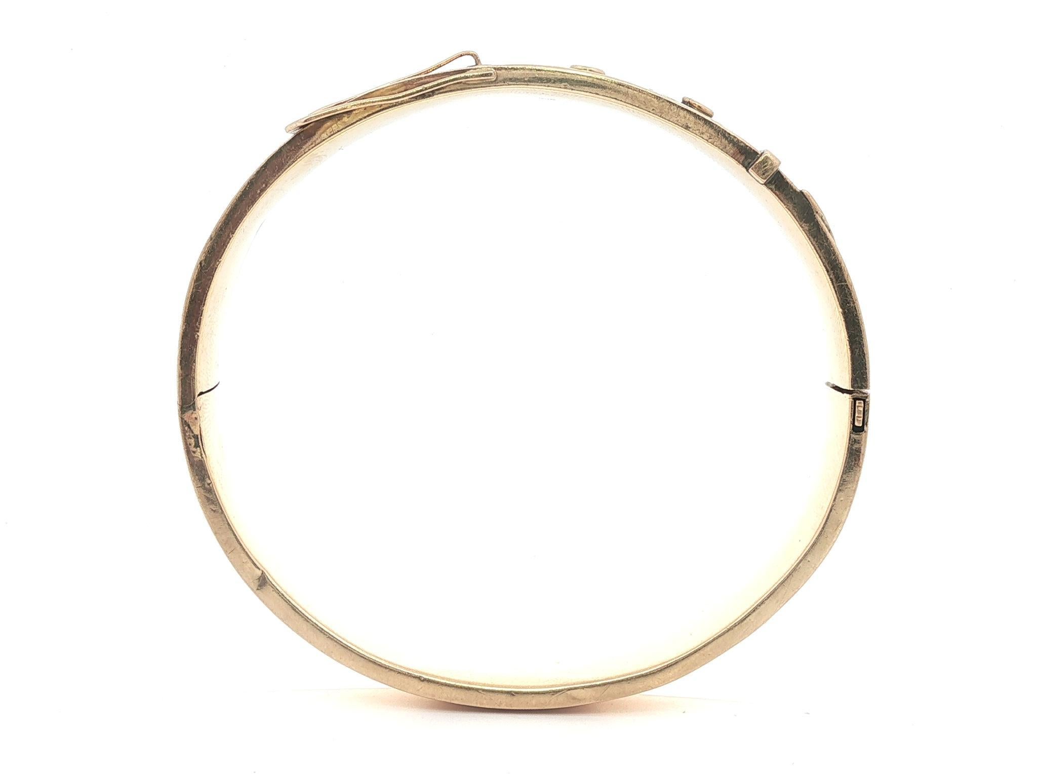 Antique Art Nouveau Rosy Gold Hand Etched Belt Buckle Open Bangle Bracelet en vente 4