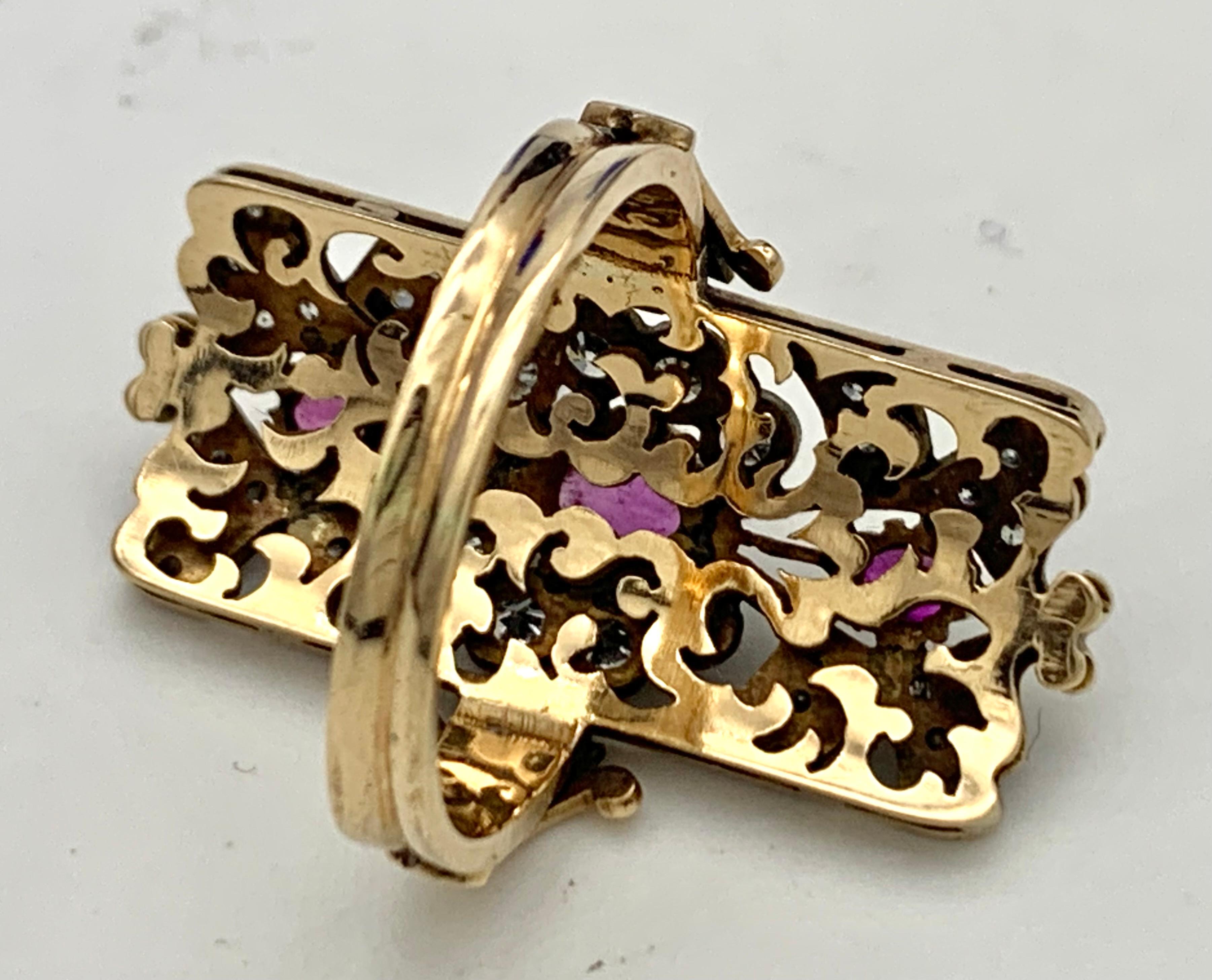 Belle Époque Antique Art Nouveau Ruby Diamond 14K Gold Ring For Sale
