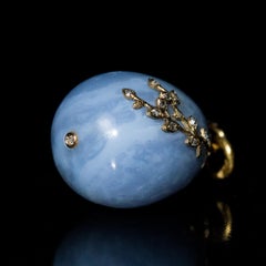 Antique Art Nouveau Russian Chalcedony Egg Pendant