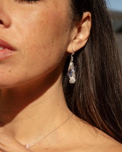 Antike Jugendstil Saphir & Diamant Ohrringe 18 Karat Gold