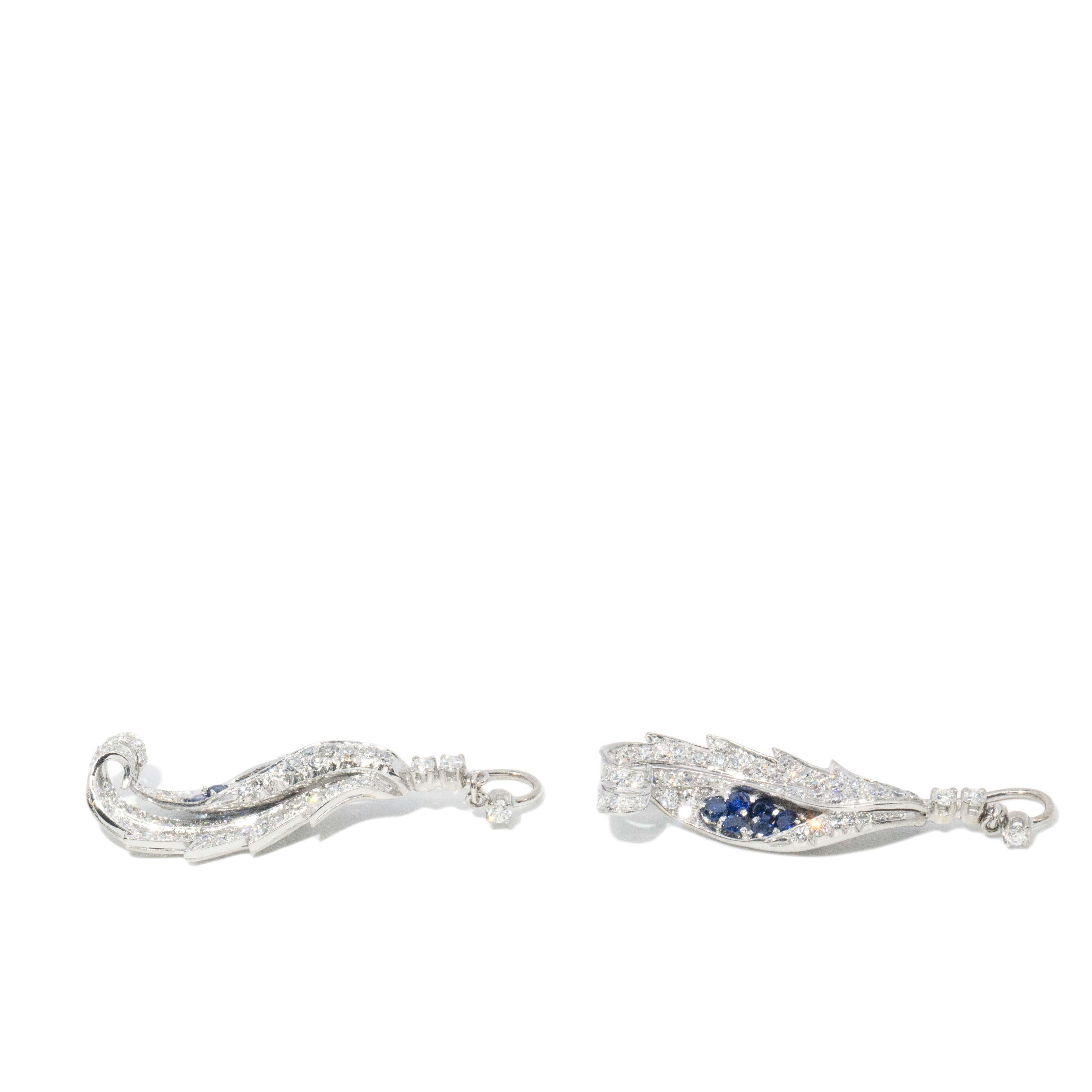 Orecchini antichi Art Nouveau con zaffiro e diamanti in oro 18 carati in vendita 3