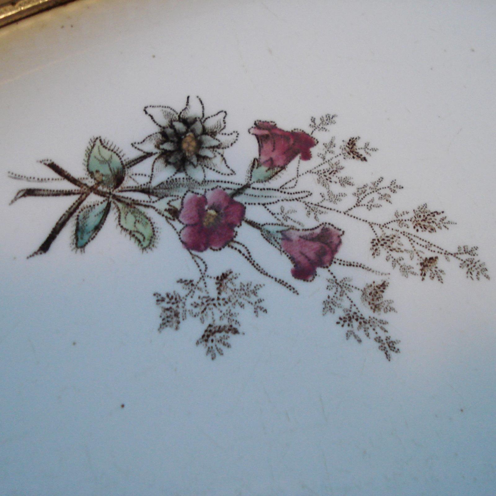 Antikes Sarreguemines Fayence-Tablett im Art nouveau-Stil in Metallrahmen, Edelweiss-Dekor im Angebot 6
