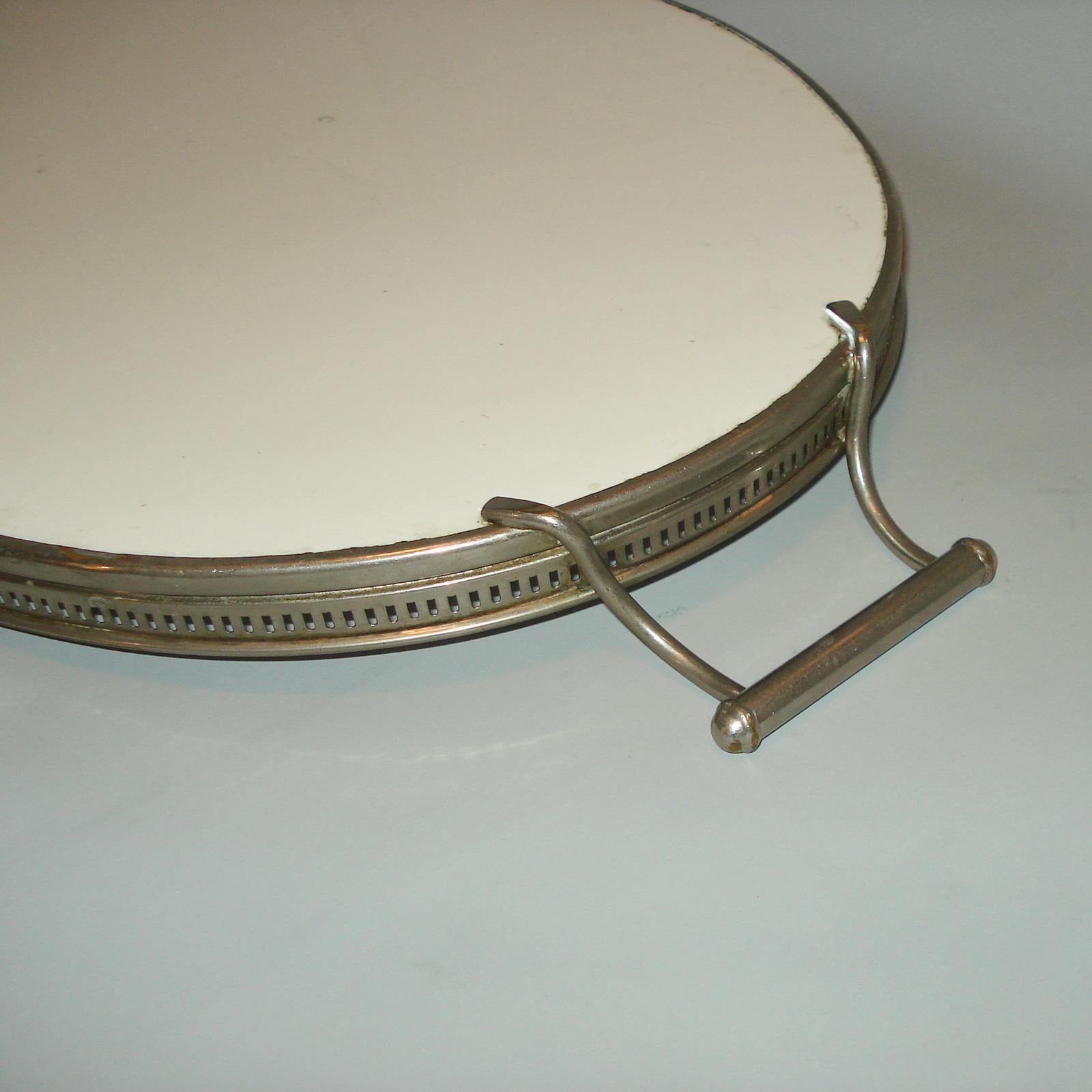 Antikes Sarreguemines Fayence-Tablett im Art nouveau-Stil in Metallrahmen, Edelweiss-Dekor im Angebot 3