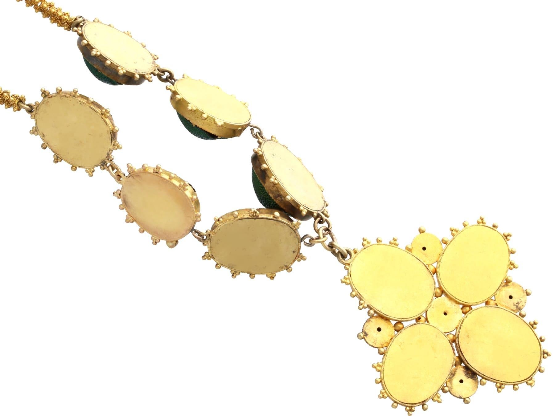 Antique Scarab Beetle and 22k Yellow Gold Necklace Circa 1840 For Sale 5