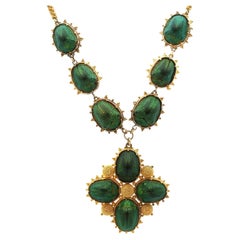Antique Scarab Beetle and 22k Yellow Gold Necklace Circa 1840