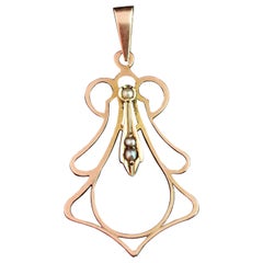 Antique Art Nouveau Seed Pearl Pendant, 9k Gold