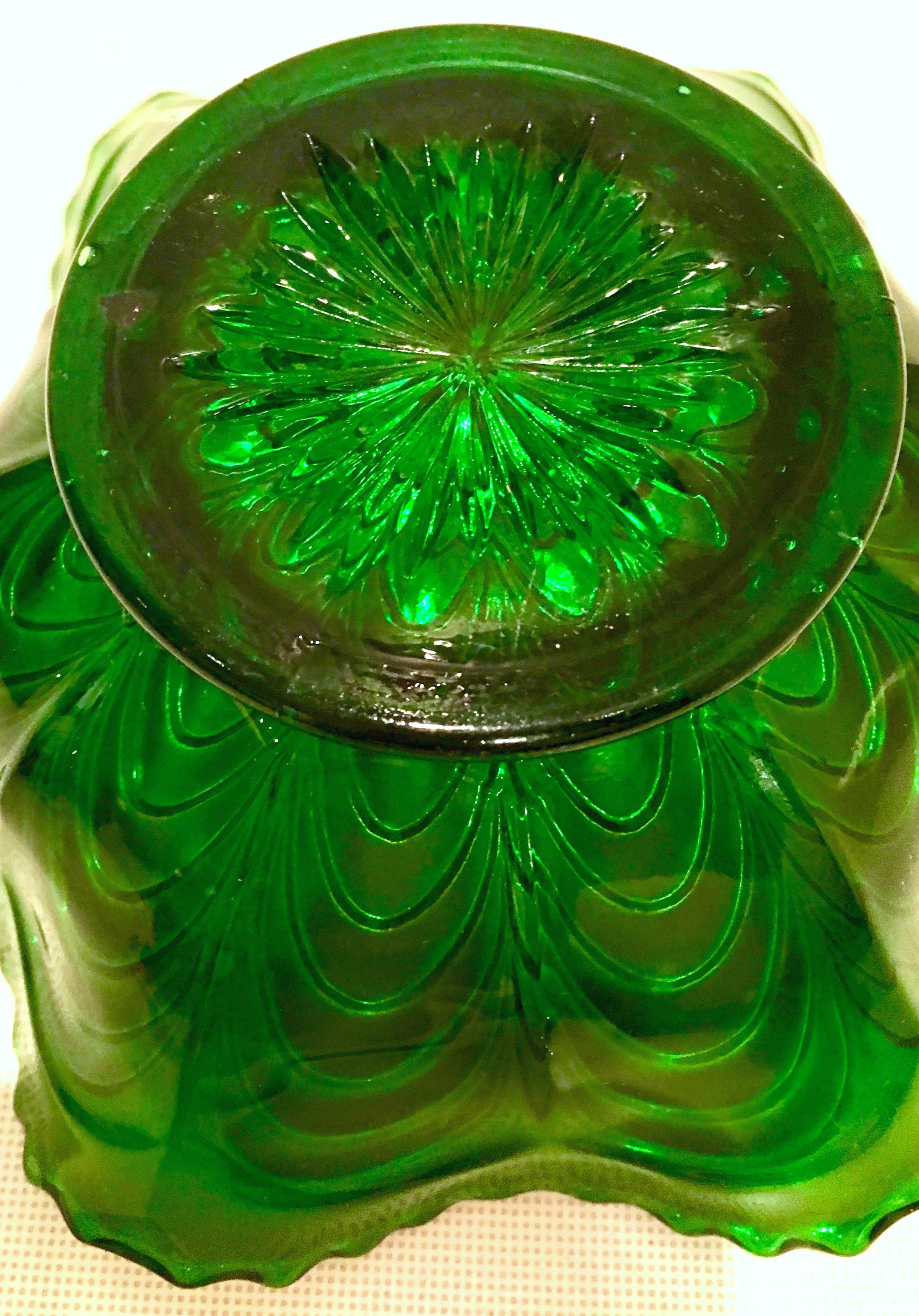 Antique Art Nouveau Set of Two American Iridescent Art Glass Ruffle Bowls 10