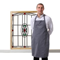 Antique Art Nouveau Shallow Arched Stained Glass Window