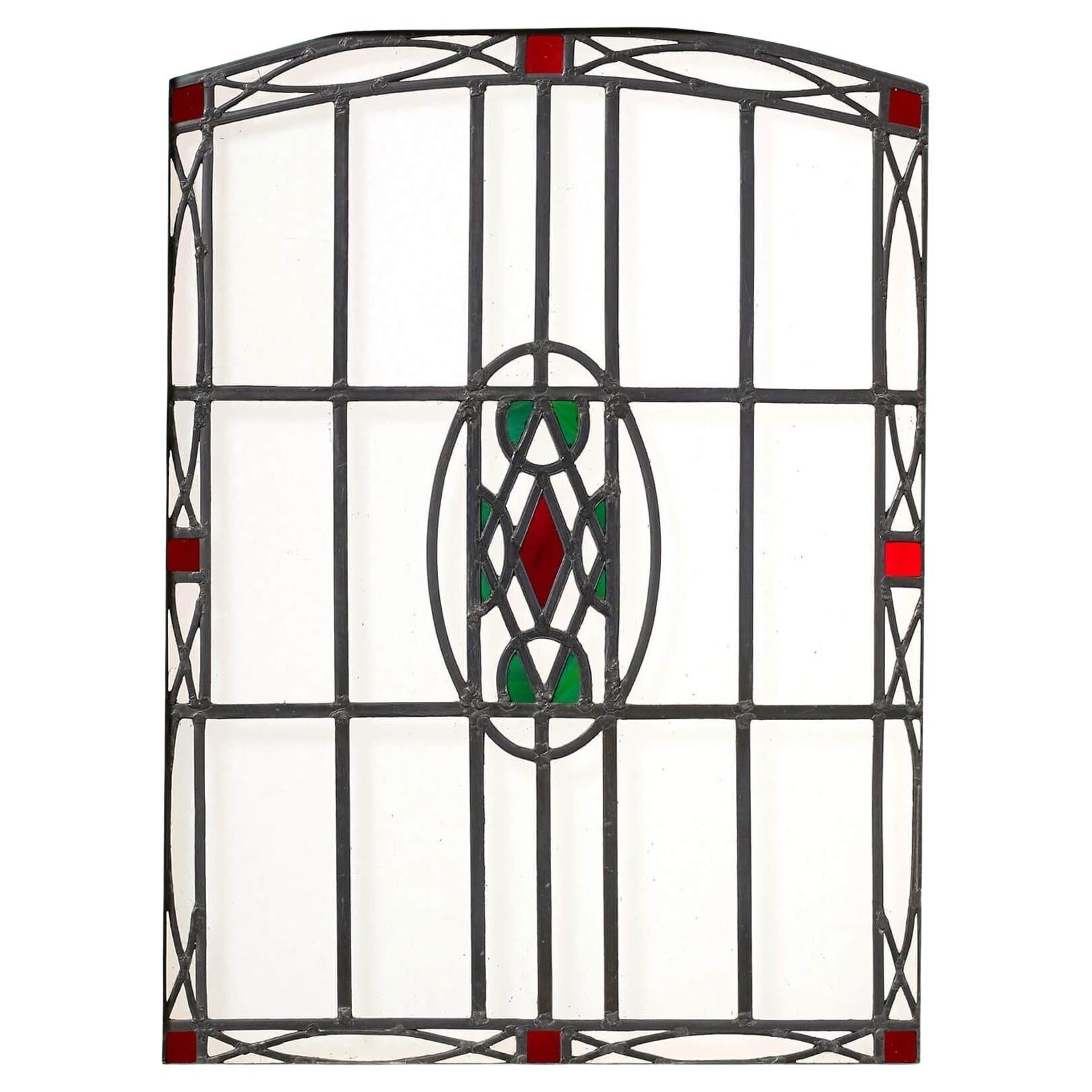 Antigua vidriera de arco rebajado Art Nouveau