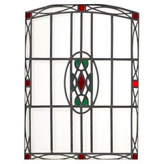 Antigua vidriera de arco rebajado Art Nouveau