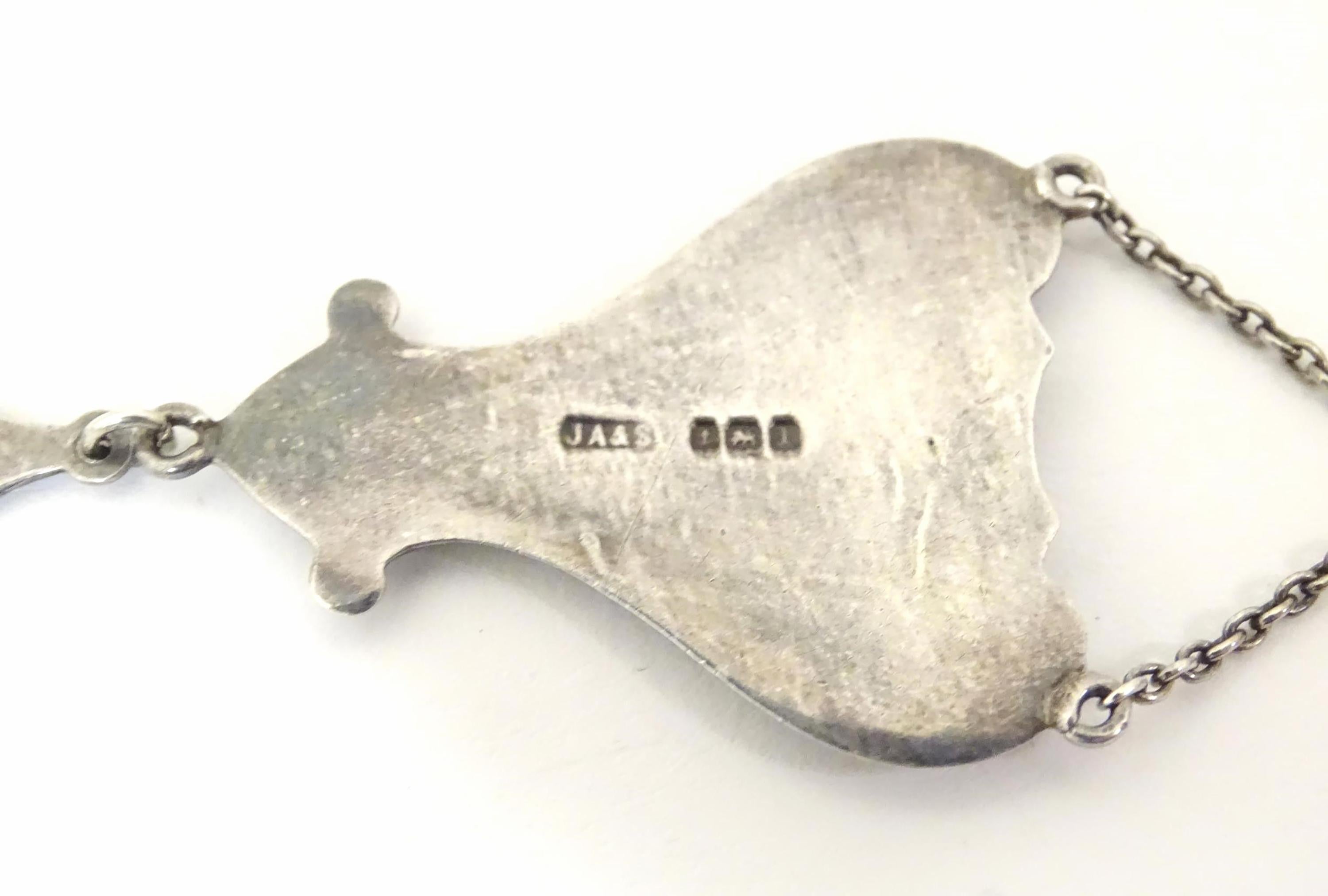 Antiker Jugendstil-Anhänger aus Silber mit Guilloche-Emaille, 2,5 Zoll, Birmingham 1910 2