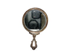 Antique Art Nouveau Silver Hand Mirror Vintage Original 1910's
