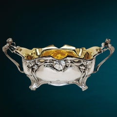 Antique Art Nouveau Silver Jardiniere / Centrepiece Bowl Germany c. 1900
