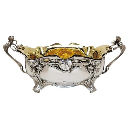 Antique Art Nouveau Silver Jardiniere / Centrepiece Bowl Germany c. 1900