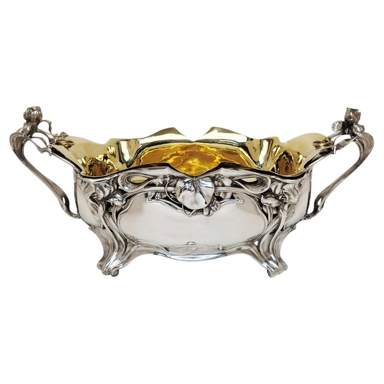 Antique Art Nouveau Silver Jardiniere / Centrepiece Bowl Germany c. 1900