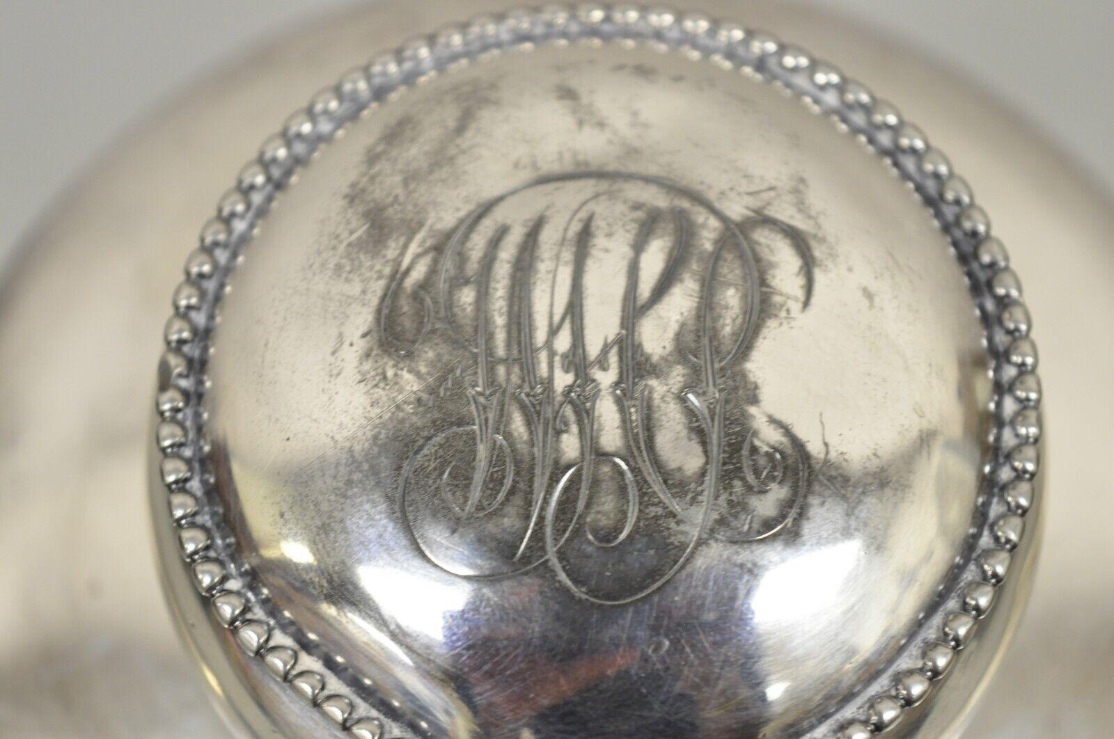 Antique Art Nouveau Silver Plated Lid Cotton Swab Lidded Crystal Vanity Jar 1