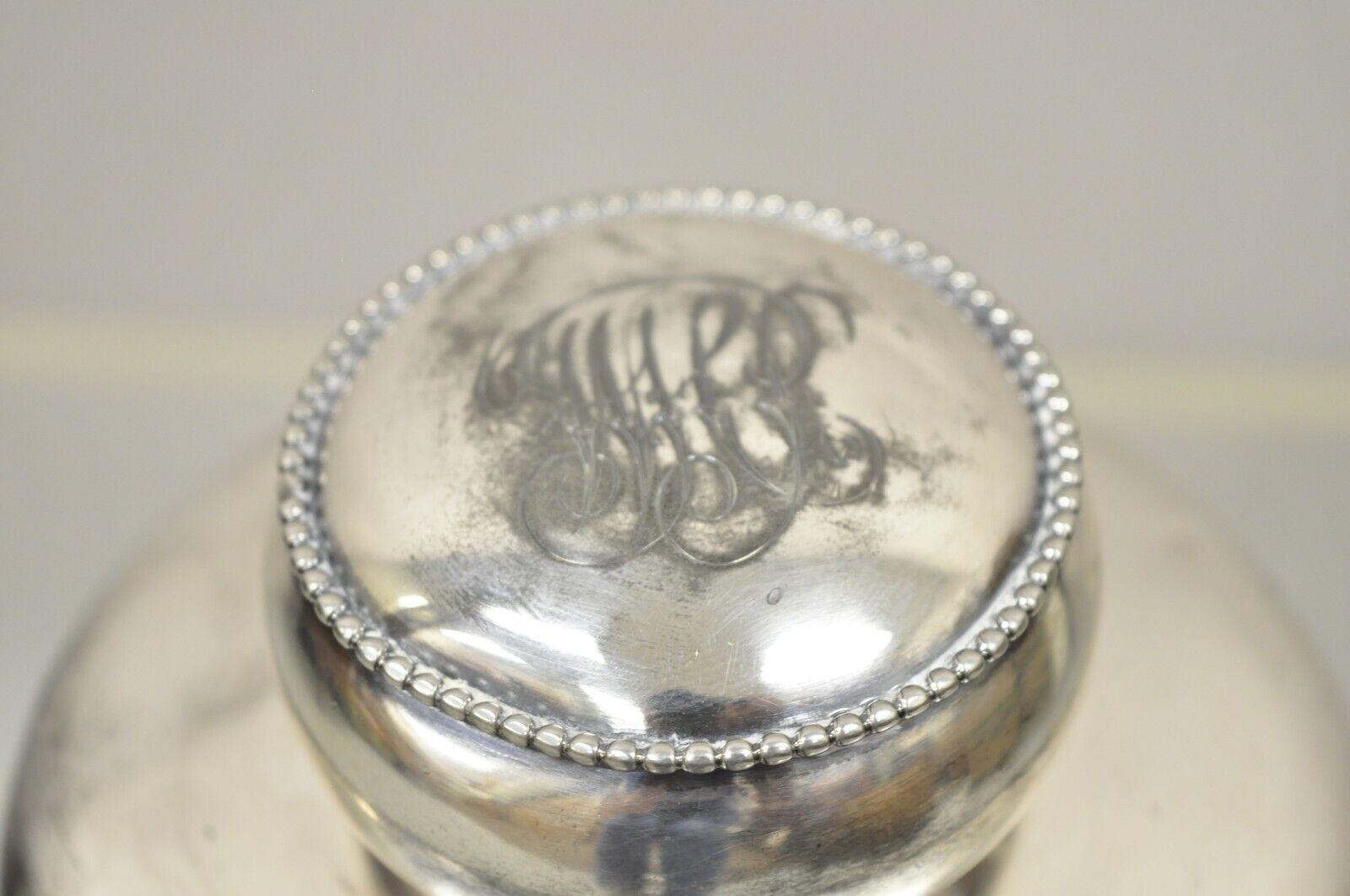 Antique Art Nouveau Silver Plated Lid Cotton Swab Lidded Crystal Vanity Jar 2