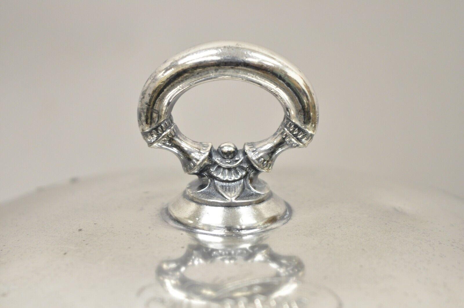 Soupière à couvercle en métal argenté Art Nouveau antique gravée Louise en vente 6