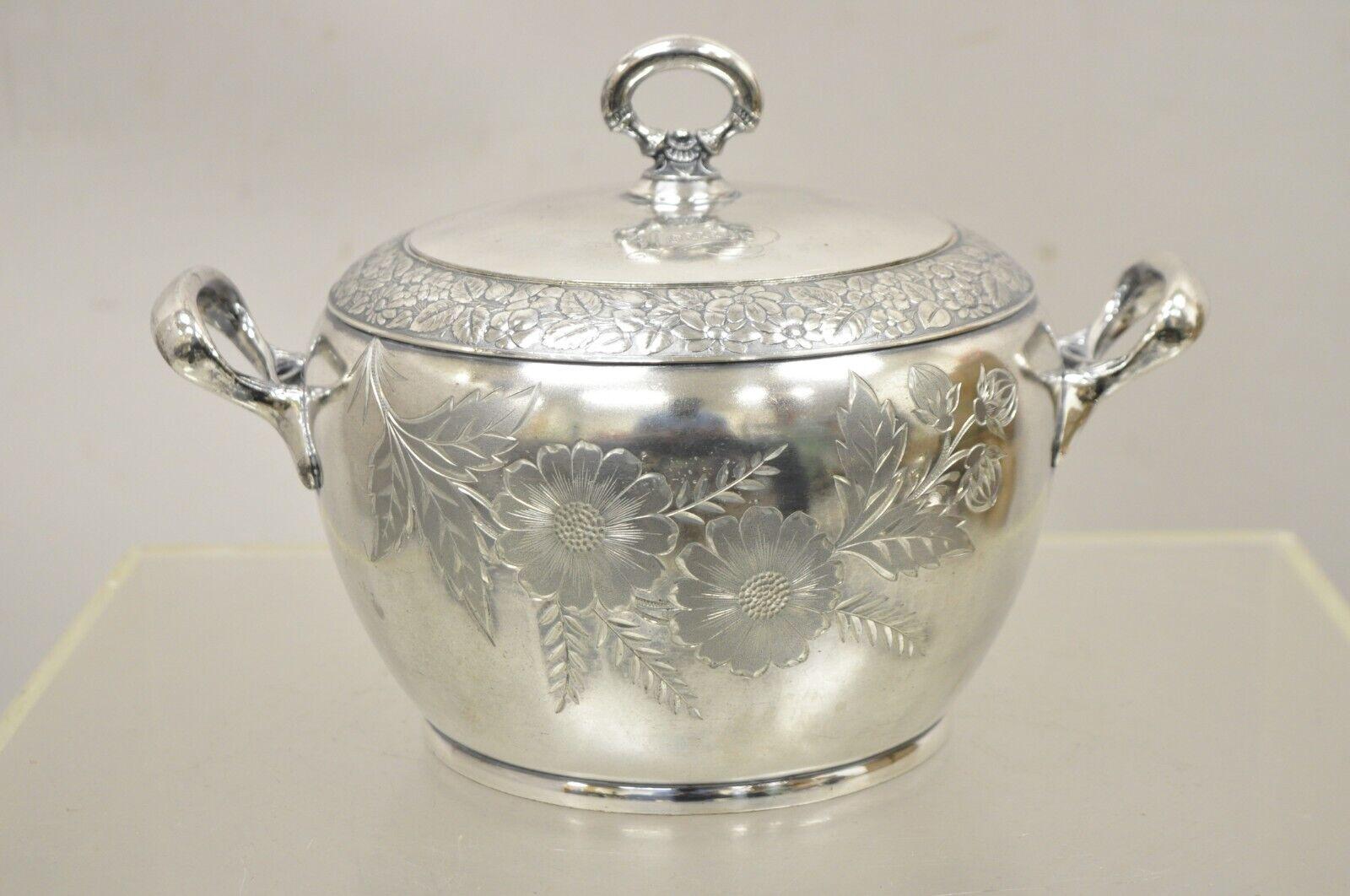 Antique Art Nouveau Silver Plated Lidded Soup Tureen engraved 