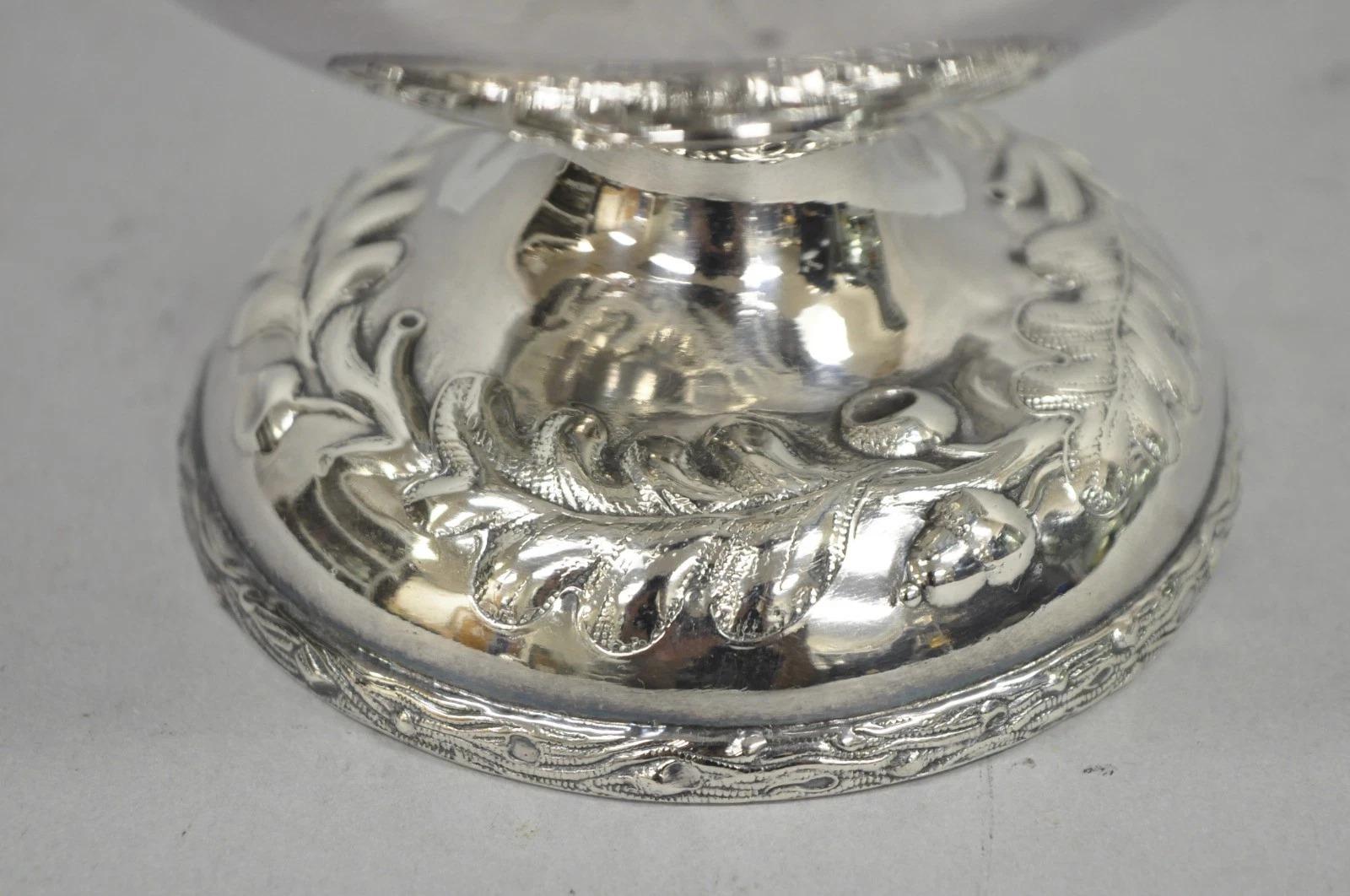 Antike Jugendstil Versilbert Nüsse & Ranken Repousse Teekanne Teekessel im Angebot 1