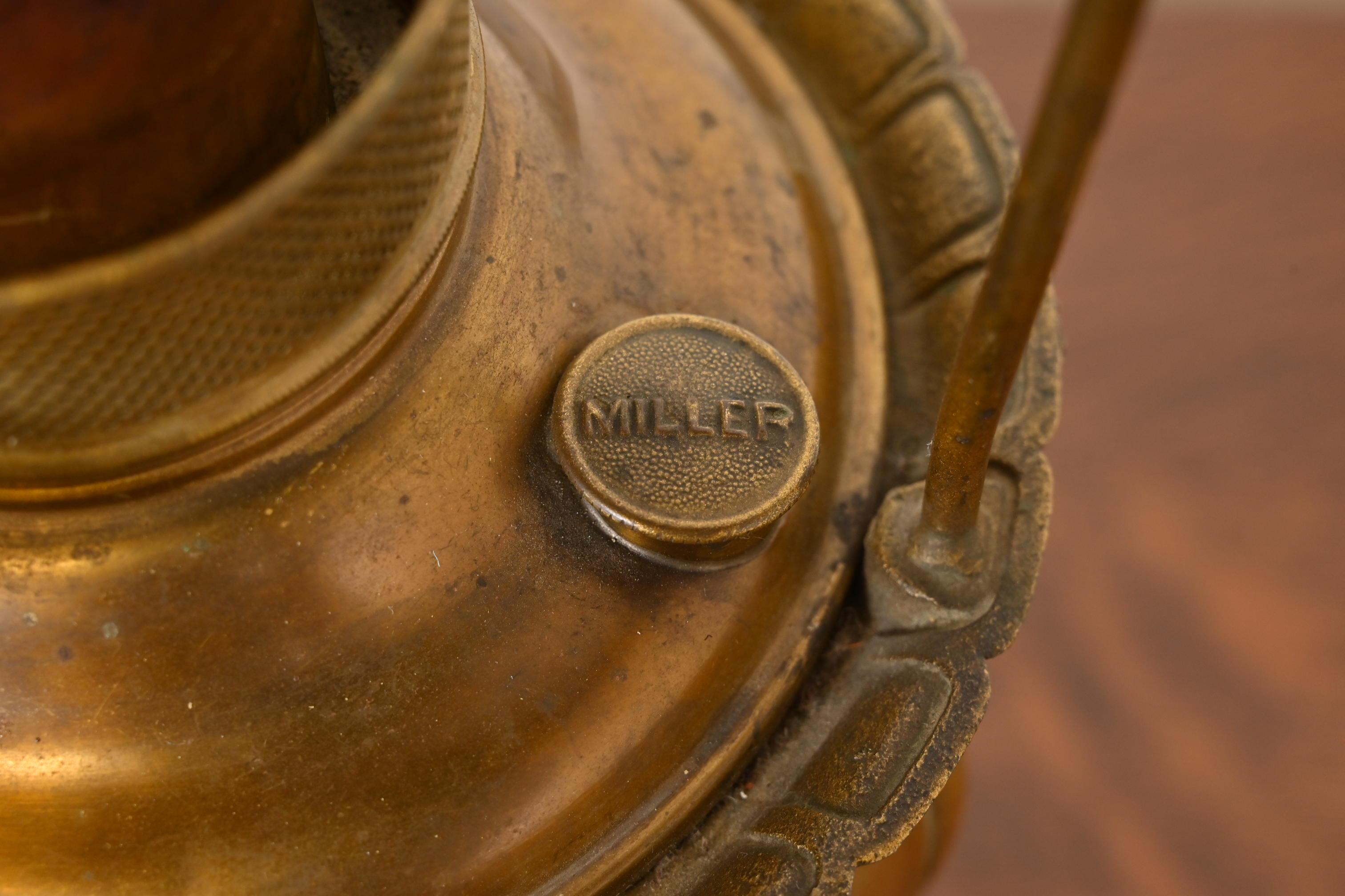 Antique Art Nouveau Slag Glass Table Lamp by Miller Lamp Co., Circa 1920s For Sale 4