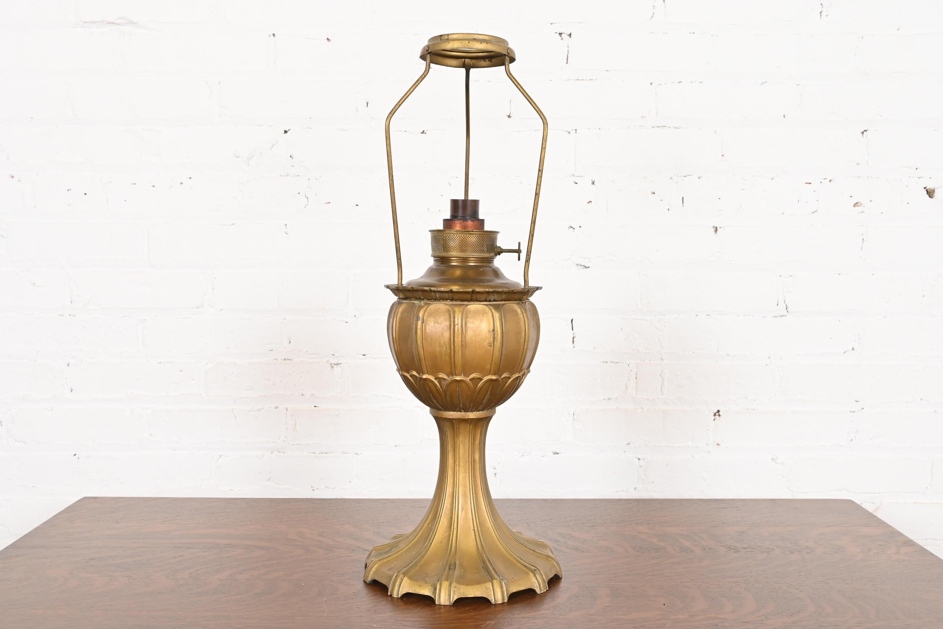 Antique Art Nouveau Slag Glass Table Lamp by Miller Lamp Co., Circa 1920s For Sale 2