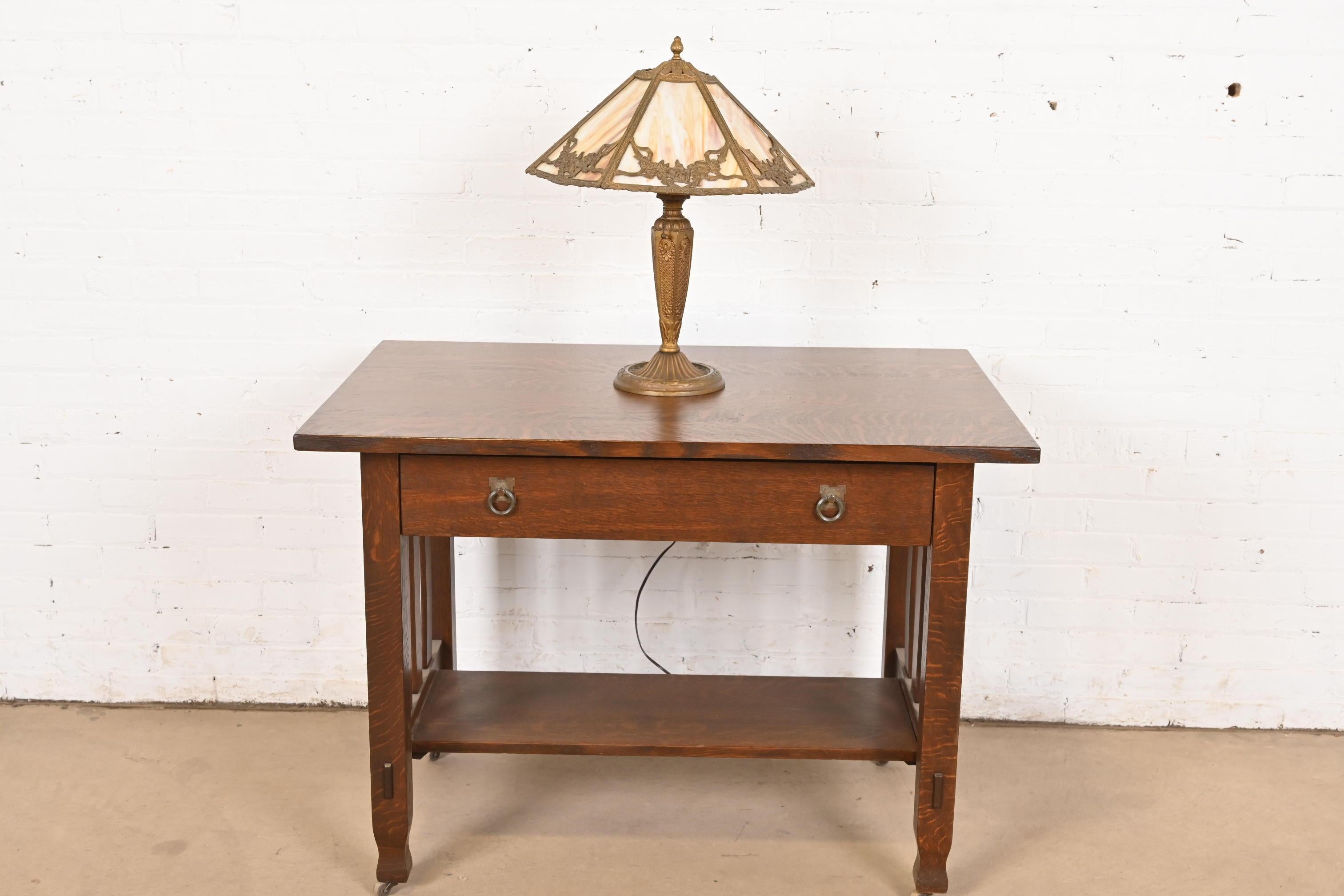Antique Art Nouveau Slag Glass Table Lamp in the Manner of Handel, Circa 1910 For Sale 6