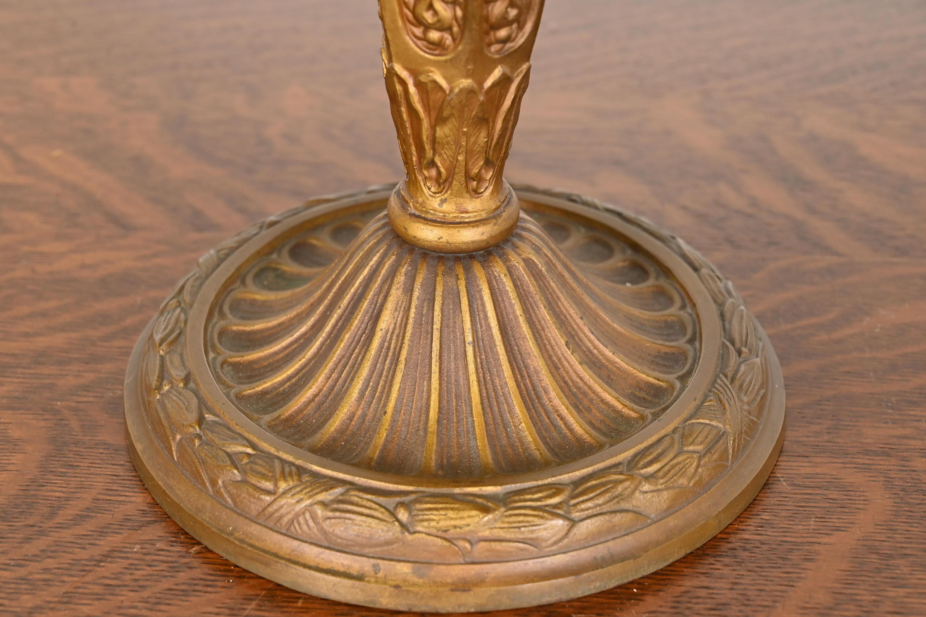 Antique Art Nouveau Slag Glass Table Lamp in the Manner of Handel, Circa 1910 For Sale 1