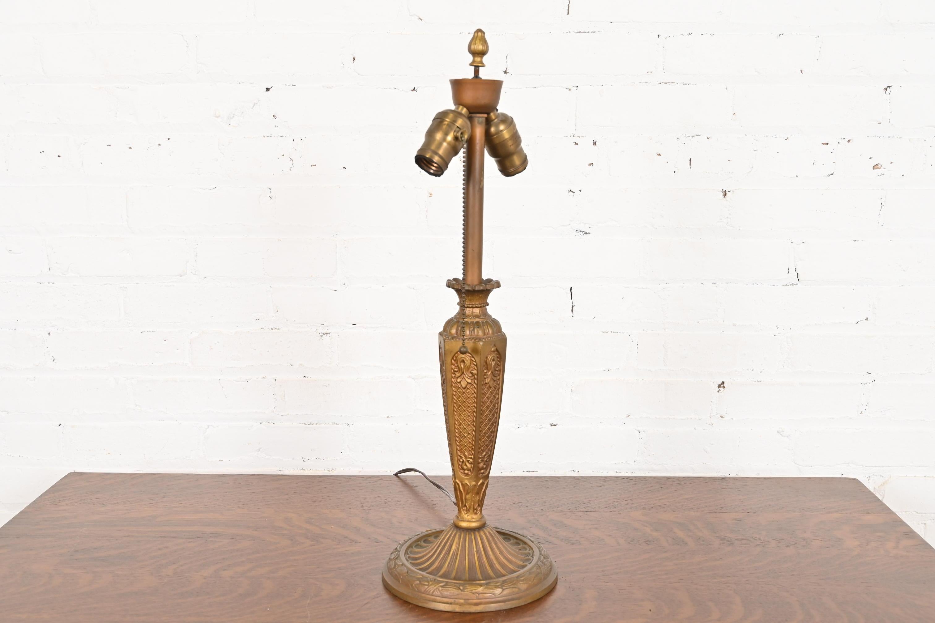 Antique Art Nouveau Slag Glass Table Lamp in the Manner of Handel, Circa 1910 For Sale 3