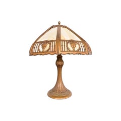 Antigua lámpara de mesa Art Nouveau de vidrio de escoria a la manera de Handel, circa 1910