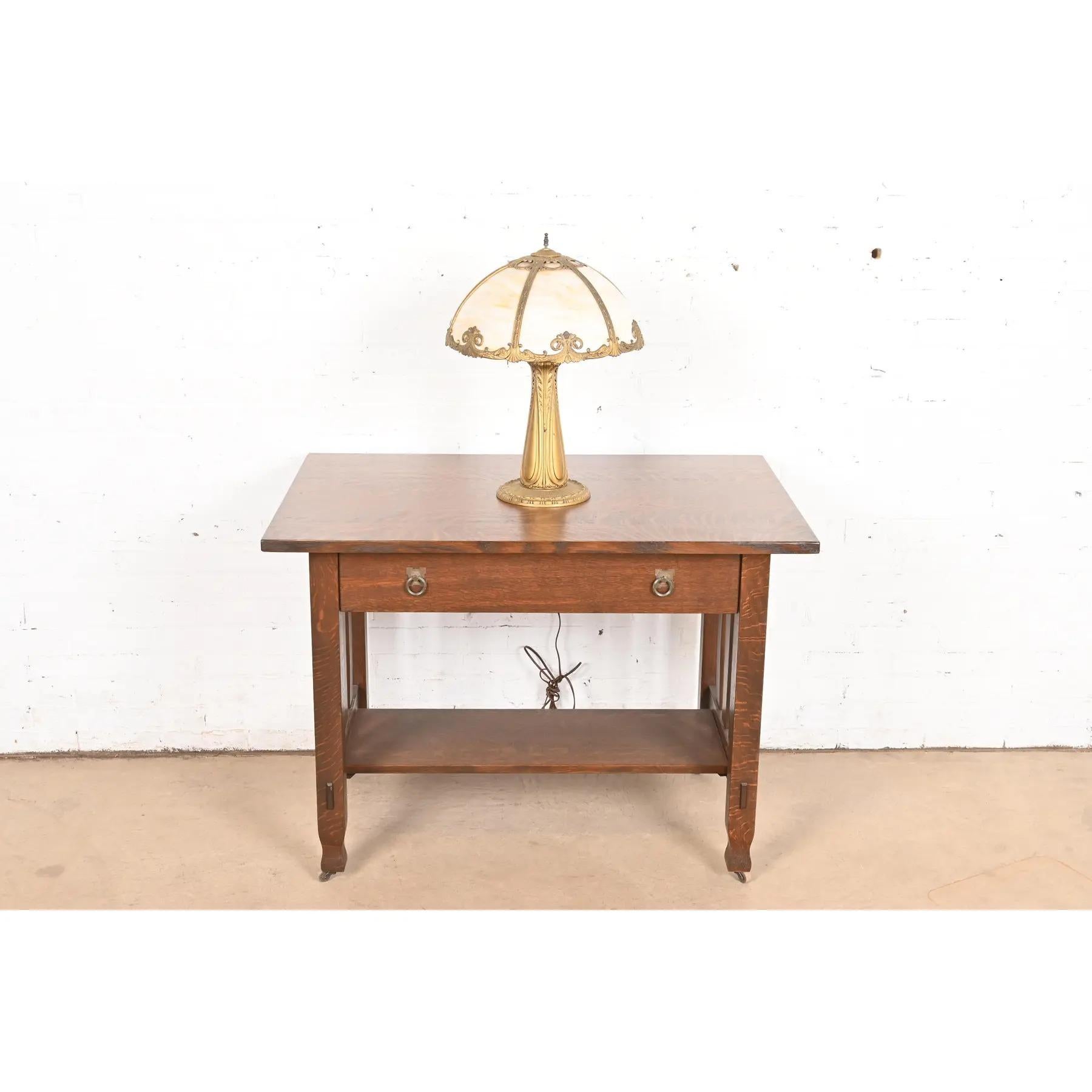 Lampada da tavolo in vetro scoria Art Nouveau alla maniera di Handel, CIRCA 1920 in vendita 5