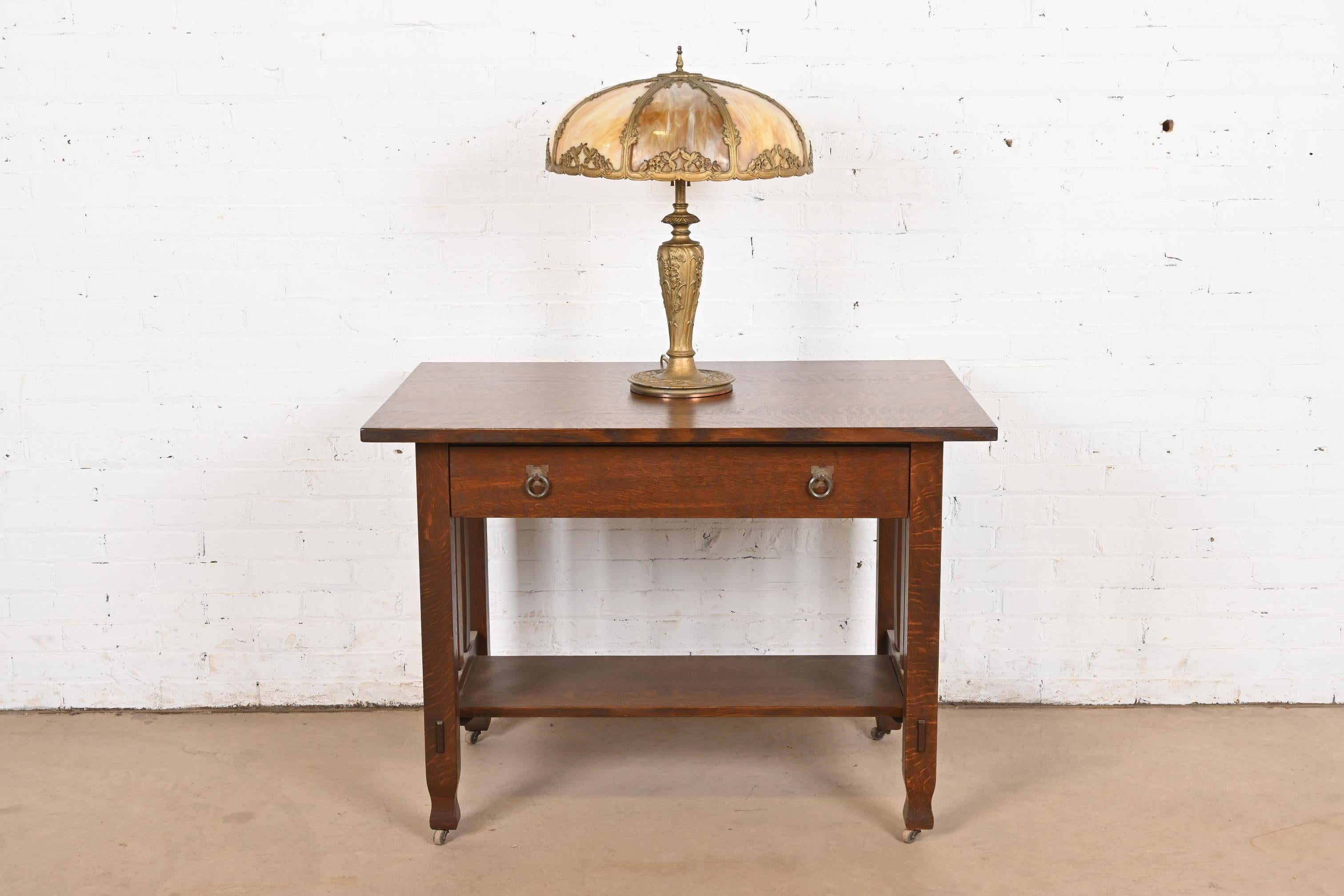 Ancienne lampe de bureau Art Nouveau en verre delag à la manière de Handel, vers 1920 en vente 5