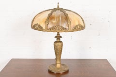 Antique Art Nouveau Slag Glass Table Lamp in the Manner of Handel, Circa 1920s