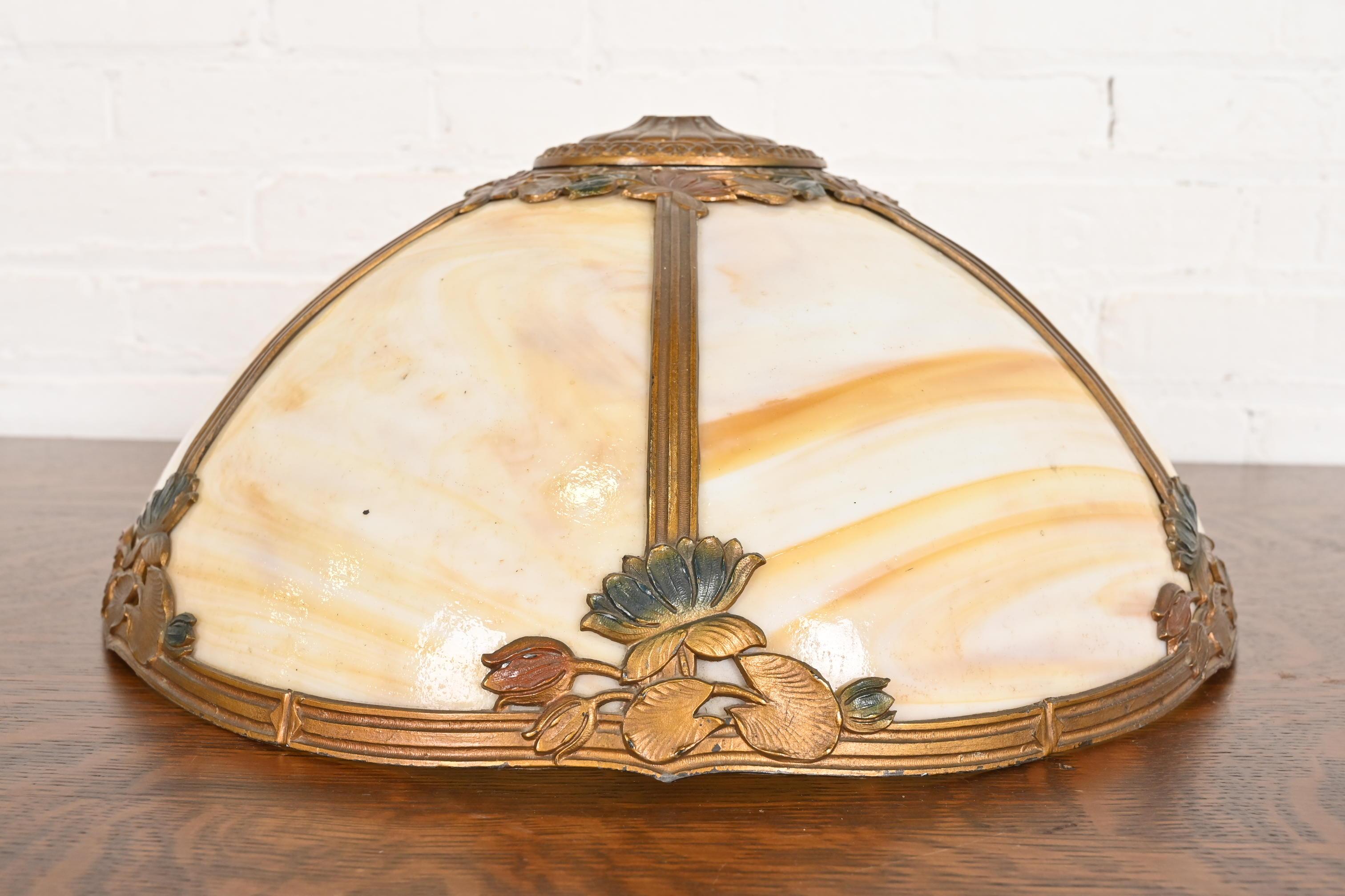 Ancienne lampe de bureau Art Nouveau en verre delag à la manière de Handel, vers 1920 en vente 1