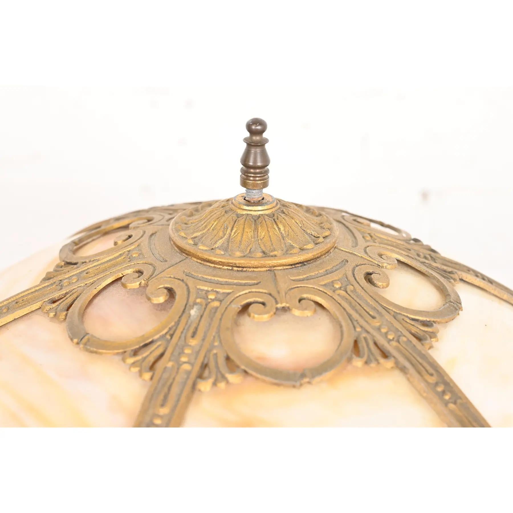Lampada da tavolo in vetro scoria Art Nouveau alla maniera di Handel, CIRCA 1920 in vendita 2